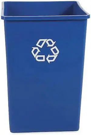 RUBBERMAID FG395873BLUE 35 gal Square Plastic Recycling Bin , Blue