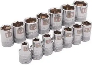 DYNAMIC D010004 Tools 3/8" Drive 14 Piece 6 Point, Std Metric Socket Set, 6mm -