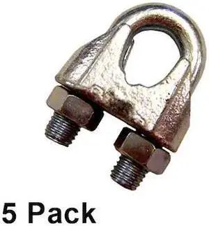 US CARGO CONTROL MWRC1-18-5PK 1-1/8" Zinc Plated Malleable Wire Rope Clip (5