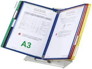 TARIFOLD D291A3 Desk Display Unit, 10 A3 Size Assorted Color Pockets