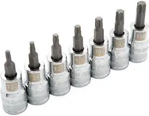 DYNAMIC D018016 Tools 1/2 Drive 7 Piece Standard, Torx Socket Set, T20 - T50