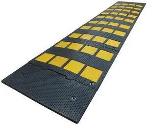 ZORO SELECT 29NH25 Speed Bump, Rubber, 1 1/8 in H, 9 ft L, 24 in W, Black/Yellow