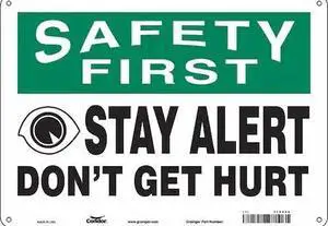 CONDOR 475H48 Safety Sign, 10 in Height, 14 in Width, Aluminum, Horizontal