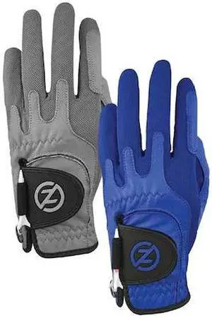 ZERO FRICTION GL72002 Men's Cabretta Elite Golf Glove, Grey & Blue,PK2