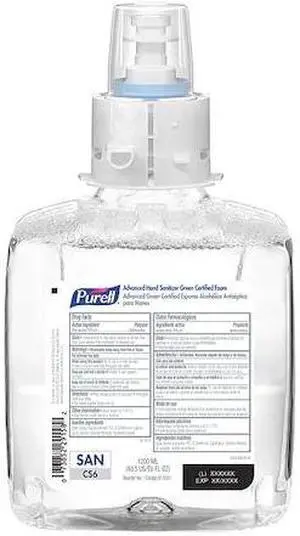 PURELL 6551-02 Hand Sanitizer, CS6 Series, Foam, Cartridge, 1,200 mL, Requires
