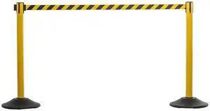 US WEIGHT U2104CYB Yellow Premium Steel Stanchion with 7.5ft Retractable