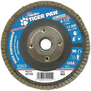 WEILER 98830 Abrasive Flap Disc, Med., 4-1/2 in.