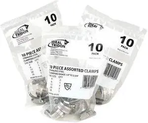 ZORO SELECT 671755J Hose Clamp Assortment,Stainless Steel,PK10