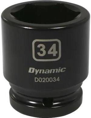 DYNAMIC D020034 3/4" Drive Standard Socket, Black Phosphate, Tools 3/4" Drive 6