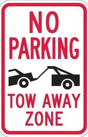 LYLE T1-1052-HI_12x18 Tow Zone No Parking Sign,18" x 12, T1-1052-HI_12x18