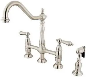 HERITAGE KS1278ALBS KS1278ALBS 8" Kitchen Bridge Faucet with, Manual, 8" Mount,