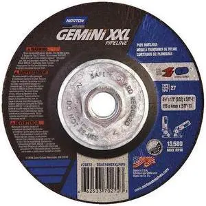 NORTON ABRASIVES 66253370272 Cut-Off & Grinding Wheel, Type 27, 4 1/2 in Dia,
