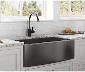 RUVATI RVH9660BL 30" Apron-Front Farmhouse Kitchen SinkGunmetal Black Matte SS