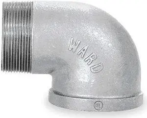 ZORO SELECT 2WJ15 4" FNPT x MNPT Galvanized 90 Degree Street Elbow