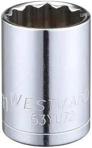 WESTWARD 53YU72 1/2" Drive, Metric Socket, 21mm Socket Sz, 12 Pts