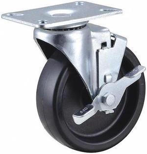 ZORO SELECT 33J016 Swivel NSF-Listed Plate Caster w/Brake,350 lb,NSF-Listed