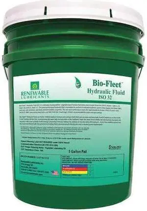 RENEWABLE LUBRICANTS 80824 5 gal Pail, Hydraulic Oil, 32 ISO Viscosity, Not