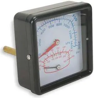 ZORO SELECT 4CFC9 Boiler Gauge,Square,0-200PSI,80 to 320 F