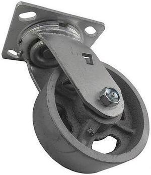 ZORO SELECT 1NWL4 Swivel Plate Caster,Cst Irn,5 in,1000 lb