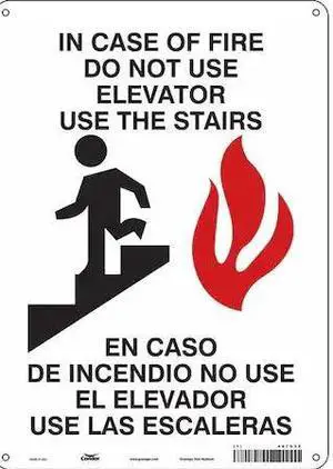 CONDOR 467U35 Safety Sign Emergency Exit, English, Spanish, 10 in W, 14 in H,