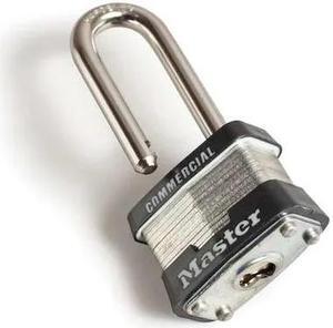 MASTER LOCK 1KALJ Padlock, Keyed Alike, Long Shackle, Rectangular Steel Body,