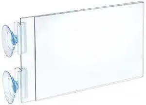 AZAR DISPLAYS 106682 Two-Sided Acrylic Sign Holder W/ Suction Cup Grippers 7"W