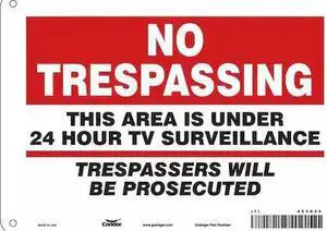 CONDOR 453N59 Security Sign, 7 in Height, 10 in Width, Aluminum, Vertical