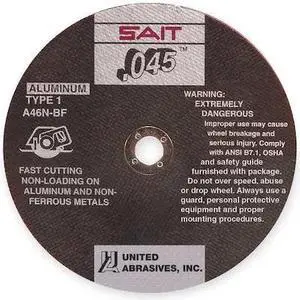 UNITED ABRASIVES-SAIT 23314 CutOff Wheel,A46N,4-1/2"x.045"x7/8"
