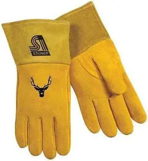 STEINER 02276-L Sof-Buck Welding Gloves, Gauntlet Cuff, Straight Thumb, Premium