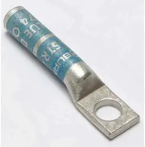 BURNDY YA6C One-Hole Compression Lug, 6 AWG Max, 1/4 in Stud, Long Barrel,