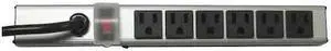 POWER FIRST 52NY30 Outlet Strip,15 ft.,6 Outlets,Aluminum