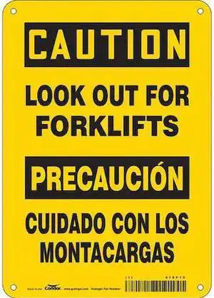 CONDOR 476P16 Safety Sign, 10 in Height, 7 in Width, Aluminum, Horizontal