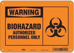 CONDOR 447X42 Biohazard Sign, 7 in H, 10 in W, Vertical Rectangle, English,