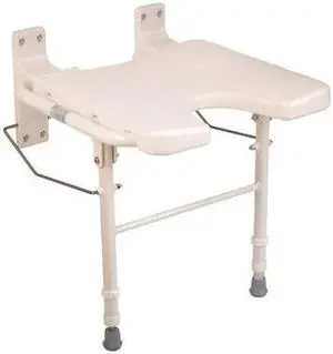 HEALTHSMART 522-3700-1900 Concealed Wall Mount Bath Seat, 16-1/4" L, Steel,