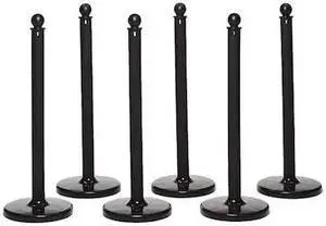 MR. CHAIN 96403-6 2.5" Diameter Plastic Stanchion - Black, 40" Height, 6 pk
