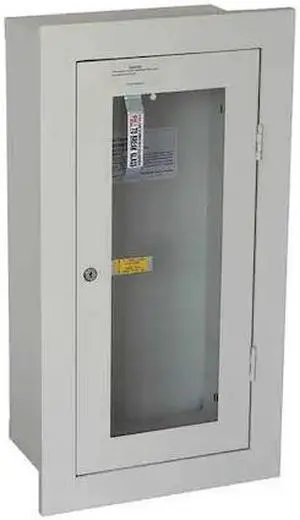 ZORO SELECT 35GX47 Fire Extinguisher Cabinet, Semi Recessed, 28 in Height, 20 lb