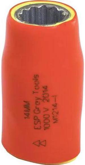 GRAY TOOLS M1214-I 14mm X 1/2" Drive, 12 Point Standard Length, 1000V Insulated