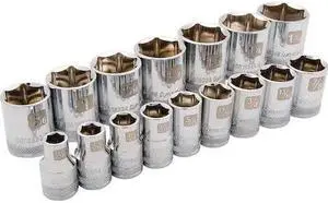 DYNAMIC D018000 Tools 1/2" Drive 16 Piece 6 Point Std, SAE Socket Set, 3/8" -