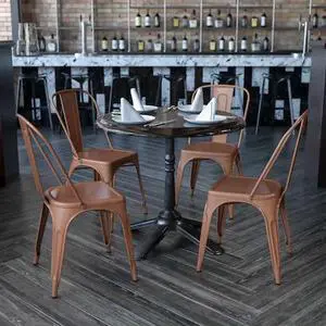 FLASH FURNITURE 4-ET-3534-POC-GG Copper Metal Indoor-Outdoor Stackable Chair