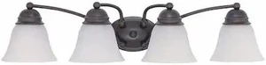 NUVO 60-3168 Empire 4 Light 29 in. Vanity Frosted White Glass Bronze NUVO 60-3168 Empire 4 Light 29 in. Vanity Frosted White Glass Bronze
