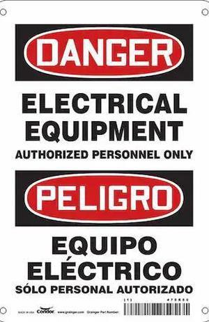 CONDOR 475R50 Safety Sign, 10 in Height, 7 in Width, Aluminum, Horizontal