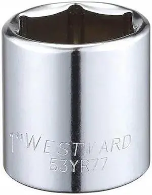 WESTWARD 53YR77 3/8" Drive, SAE Socket, 1" Socket Sz, 6 Pts