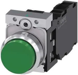 SIEMENS 3SU1150-0BB40-1FA0 Push Button,22mm,Green,Metal Bezel