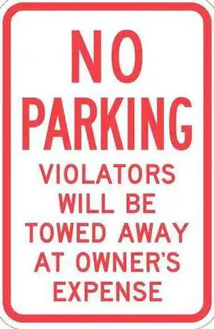 LYLE T1-1057-EG_12x18 Tow Zone No Parking Sign,18" x 12, T1-1057-EG_12x18