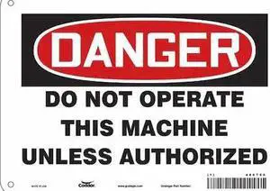 CONDOR 486T66 Safety Sign, 7 in Height, 10 in Width, Aluminum, Vertical