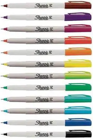 SHARPIE 37175PP Permanent Marker Set, Ultra Fine Tip, Capped, 12 PK