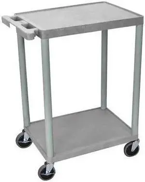 ZORO SELECT STC22-G Utility Cart with Lipped Plastic Shelves, 300 lb Load