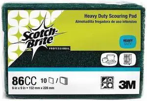 SCOTCH-BRITE 86CC Scouring Pad,6" L x 9" W,Green,PK10
