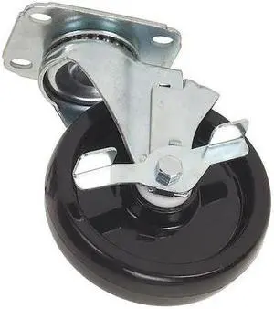 ZORO SELECT 5UX84 Swivel NSF-Listed Plate Caster,Polyolfin,4 in.,275 lb,C