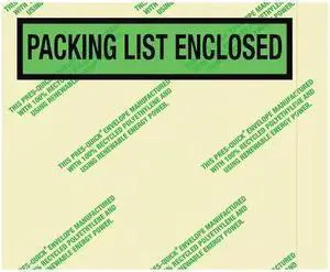 ZORO SELECT 39UK69 Envrmntal PckingLst Enclsd Envpe,4 1/2x5 1/2",Grn,PK1000